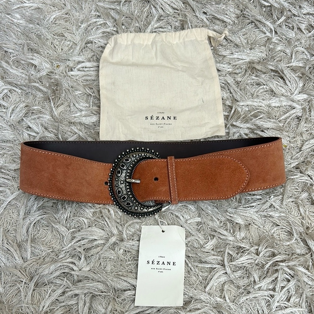 Sezane Pink Belt with Silver Crescent Buckle - final price will not go below $75 - Picture 6 of 11